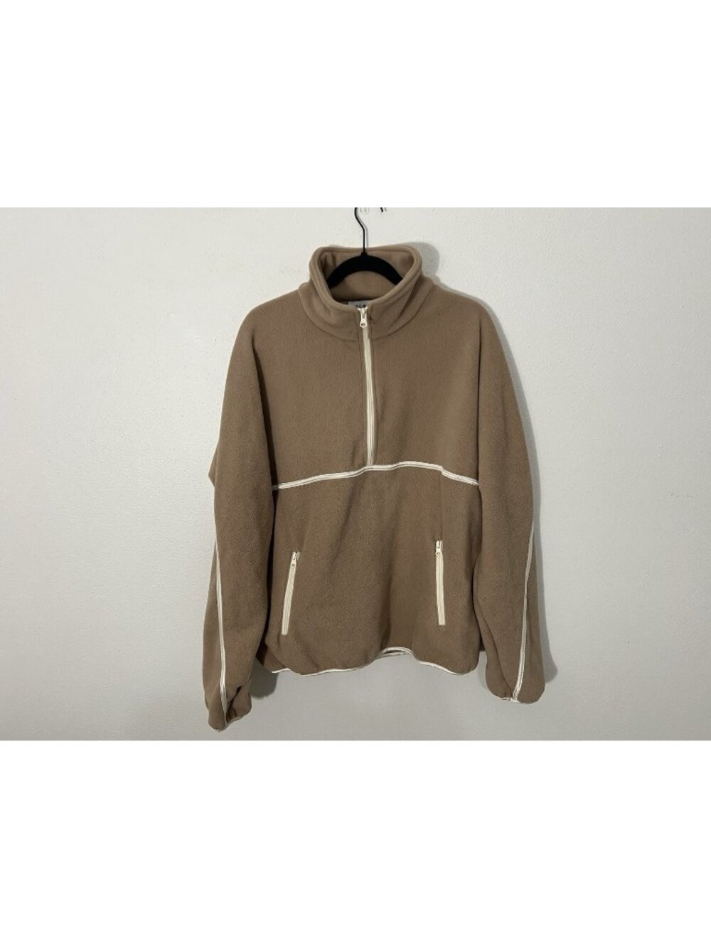 Gold Hinge Minimalist Tan Brown Half Zip Fleece Pullover Size Large
